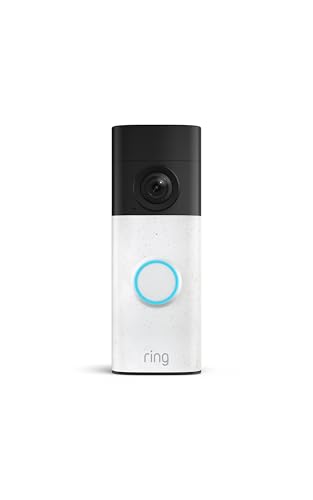 Ring Battery Doorbell 2K (newest model), Retinal 2K with wide-angle video, up to 6x Enhanced Zoom, Two-Way Talk, and Built-In Battery, Speckled White - color: Speckled White, size: 1 Doorbell