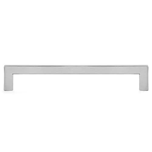 Ravinte Brushed Nickel Square Cabinet Handles & Pulls 7-1/2 Inch 10 Pack - size: 8 in (7-1/2 in Hole Center)
