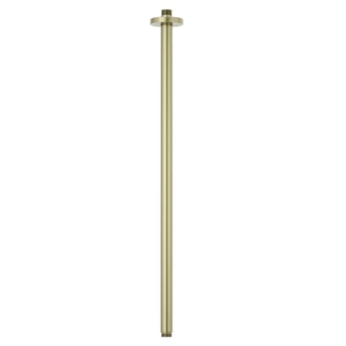30 Inches Brushed Gold Ceiling Mount Round Shower Arm With Flange Straight Extender Extension Pipe Replacement Rain Shower Head Straight For Fixed - color: Brushed Gold