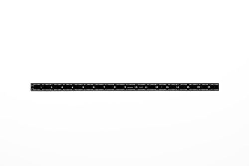 PEC Tools 18" Flexible Metal Ruler, Stainless Steel with Black Chrome Finish, High Contrast, 16R Graduation (1/32", 1/64", 1/50", 1/100"), Easy to Read Machinist Rule for Professionals, Made in USA - color: Black Chrome-Flexible, size: 18"