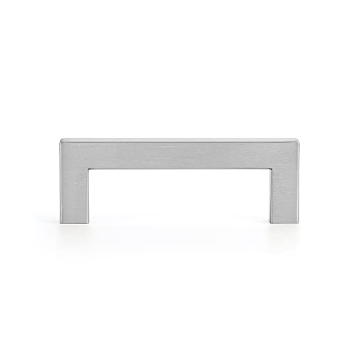Ravinte Brushed Nickel Square Cabinet Handles & Pulls 3-1/2 Inch 10 Pack - size: 4 in (3-1/2 in Hole Center)