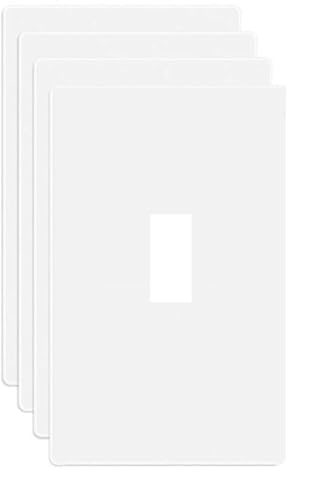 1-Gang Screwless Toggle Switch Wall Plate Cover Toggle Switch Outlet Electrical Faceplate for Light Switch, Receptacle, Dimmers, USB Outlet, GFCI, Child Safe Cover Plate, White (4-Pack) - color: Single Toggle-White, size: 4 Pack