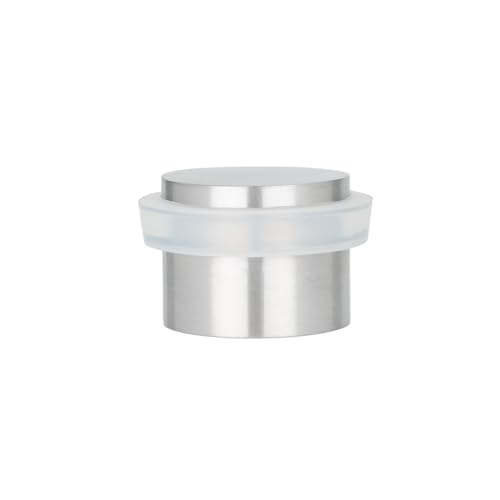 EVI Herrajes | Adhesive Door Stopper - Solid Stainless Steel - White Rubber Protector - W=0.94 x H=0.79 Inch Door Stop - color: Stainless Steel - White Rubber