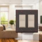 AMERELLE 68RRDB Manhattan Double Rocker Cast Metal Wallplate in Aged Bronze, 2 Rocker - size: 2 Rocker