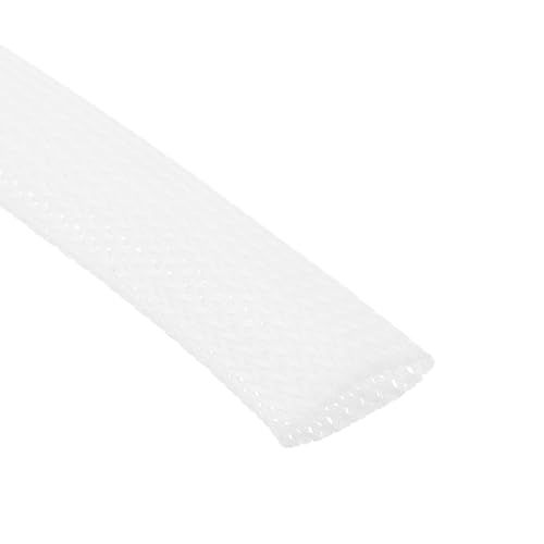 uxcell Expandable Sleeving,1 3/16-inch 10ft Cable Sleeve, White - color: White, size: 1 3/16-inch x 10ft