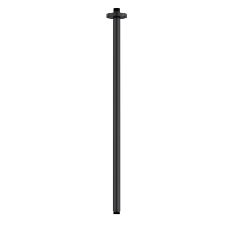 Matte Black 26 Inches Ceiling Mount Round Shower Arm With Flange Straight Extender Extension Pipe Replacement Rain Shower Head Straight For Fixed - color: Black
