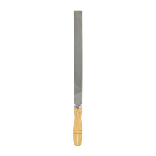 HARFINGTON Flat Medium Cut File 12" Double Cut Teeth High Carbon Steel Hand Rasp File with Wood Handle for Metal Wood Deburring Removing - size: 12", style: Medium