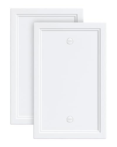 2-Pack Natural Bamboo Fiber Single Blank Wall Plate, Durable Switch Plate - color: Pure White, size: 1 Blank 2PK