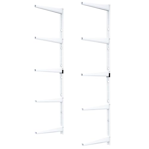 Delta Minimalistic White Shelf Brackets Cycle, Set of 10 Fully Adjustable 12-inch Heavy Duty Shelf Brackets, Holds Up to 800 lbs, Modern Shelf Bracket for Wood Shelves - style: 12" White 5-Tier Heavy Duty Rack
