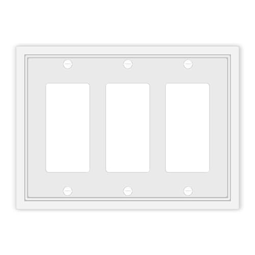 3 Rocker Light Switch Cover Plate, White Classic Decorative - size: 3 Gang Triple Decorator