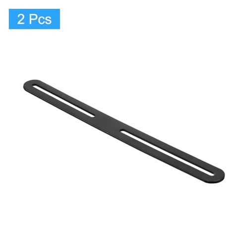 uxcell 2Pcs Adjustable Flat Mending Plate Support with Slot, 14.17 x 0.94 Inch Stainless Steel Slotted Straight Brace Brackets for Wooden Furniture, Black - size: 14.17 x 0.94 Inch