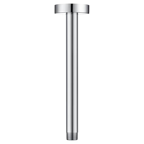 BRIGHT SHOWERS Shower Arm with Flange for Rainfall Shower Head, 9 Inch Ceiling Mount Straight Arm, Replacement Extension Pipe, Heavy-Duty Stainless Steel, Rust-Resistant, 1/2" NPT, Chrome - color: Chrome, style: 9 Inch