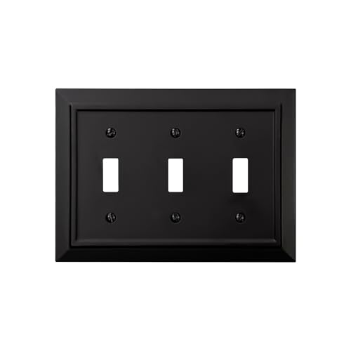 Classic Architecture Wall Plates,Light Switch covers, Electrical Outlet Covers, Duplex receptacle wall plates,Mid Size Bamboo Fiber Material Switch plates Matte Black (3 Gang Toggle 1PK) - style: 3 Gang Toggle 1PK