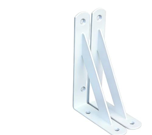 2 Pack L5 x H 3" White Heavy Duty Shelf Brackets with Screws Metal Shelf Brackets Shelf Support Angle Brackets for Shelves L Brackets Heavy Duty Floating Shelf - size: 5''x3'', style: 2 Pack-White