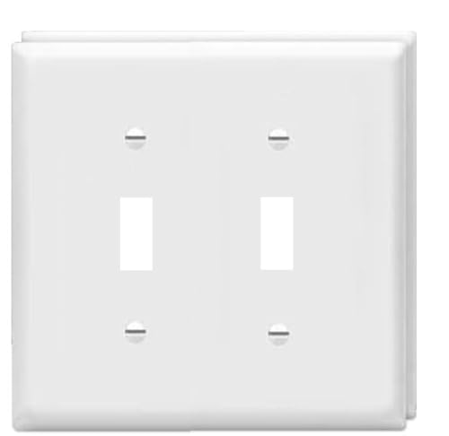 ZEFTV Toggle Light Switch Wall Plates 2-Gang Switch Electrical Cover Plate Unbreakable Thermoplastic Faceplate, White (2 Pack) - color: Double Toggle, size: 2 Pack
