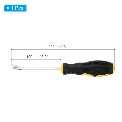 PATIKIL Upholstery Staple Remover, 4" V Curved Construction Staple Puller Staple Nail Tack Tool for Furniture Wooden Floor Photo Frame, Yellow - size: 4"