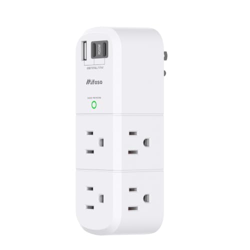 PD20W USB Outlet Extender with Rotating Plug, 6 AC Multi Plug Wall Outlets - color: White, size: 1A2C&PD20W, 1-pack
