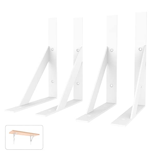SOGAL White Shelf Brackets 8 x 10 Inch Heavy Duty L Bracket 4Pack - size: 8x10inch-white
