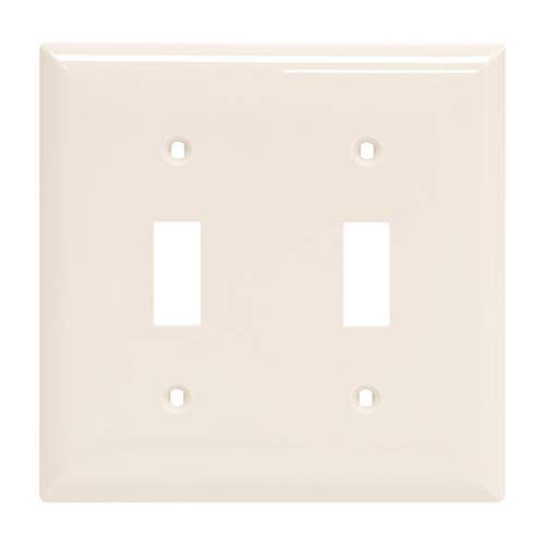 Power Gear, Light Almond, Double Toggle Oversized Wall Plate Cover, 2 Gang, Unbreakable Faceplate, x 4.9” , Screws Included, 44757, 1 Pack - color: Almond, style: Oversized
