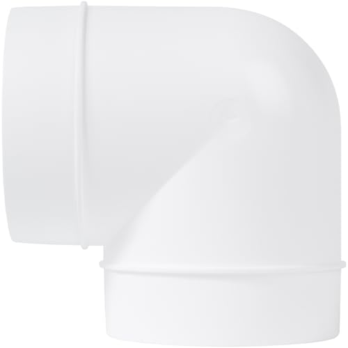 Vent Systems 90 Degree 4" Inch Elbow Duct Pipe Connector - Round Flexible, Rigid PVC Pipe, Tube Ventilation System Adapter - Plastic HVAC Duct Fittings, Dryer Duct Connection, Ducting Joint - size: 4''