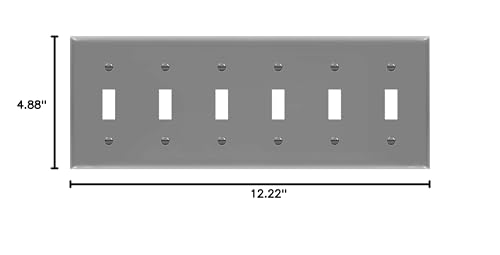 ENERLITES Mid-Size 6-Gang Toggle Light Switch Cover Plate, 1 Pack, Gray - color: Gray, size: Mid-Size