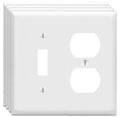 ZEFTV Duplex Outlet/Toggle Light Switch Wall Plates 2-Gang Switch Outlet Electrical Cover Plate Unbreakable Thermoplastic Faceplate for Light Receptacle Outlet Switch, White (4 Pack) - color: Single Toggle/Single Duplex, size: 4 Pack