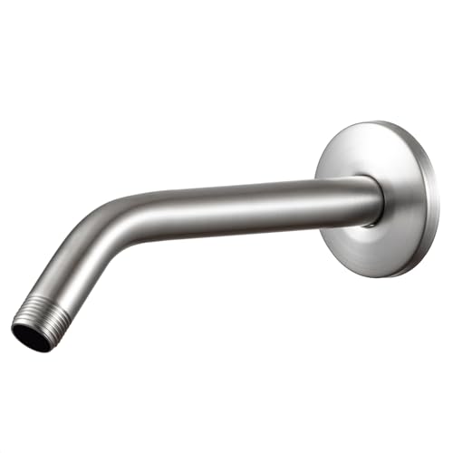 OFFO Shower Arm with Flange, 10 in Brushed Nickel Wall Mount Replacement Angle Shower Head Arm Wall-Mounted For Fixed Shower Head & Handheld Showerhead - color: Brushed Nickel, style: 10 in