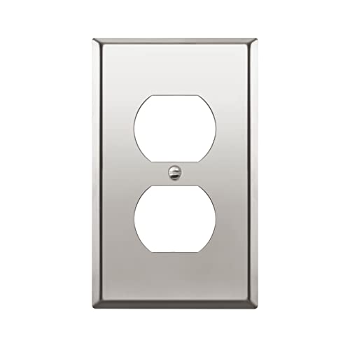 ENERLITES Duplex Receptacle Metal Wall Plate, 1-Gang, Polished Chrome - color: Polished Chrome, size: Standard Size