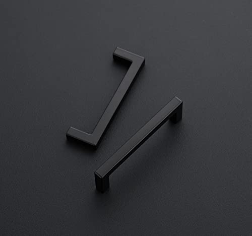 Ravinte Matte Black Cabinet Handles Solid Cabinet Pulls 3-1/2 Inch 5 Pack | Zinc Alloy, Slim Square Bar Grip, Smooth Drawer Pull Feel, Kitchen Cabinet Update, For Cupboards, Dressers, Drawers, Hardware - color: Black, size: Flat Black 3-1/2'' Hole Center