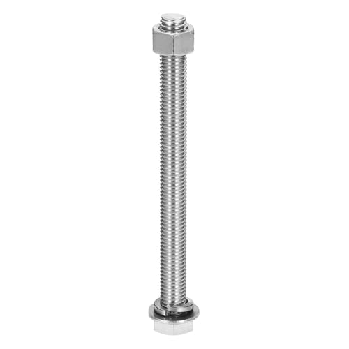 MECCANIXITY M12 x 140mm 304 Stainless Steel Hex Head Screws Bolts, Nuts, Flat & Lock Washers Assortment Kit, Fully Threaded, Bright Finish for Home, Electronic, Machine, 1 Sets - size: M12 x 140mm