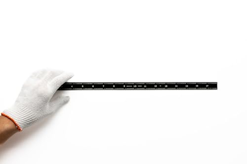 PEC Tools 18" Flexible Metal Ruler, Stainless Steel with Black Chrome Finish, High Contrast, 16R Graduation (1/32", 1/64", 1/50", 1/100"), Easy to Read Machinist Rule for Professionals, Made in USA - color: Black Chrome-Flexible, size: 18"