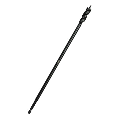 Greycore Tools 1/2 Inch x 12 Inch 3-Flute Auger Bit, Wood Drill Bit for Hard and Soft Wood, 1/4” Quick Change Shank, Woodworking Auger Bits (1/2” x 12” Auger) - size: 1/2" x 12", style: 12 Inch