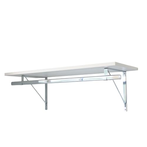 Custom Cut-to-Size Premium Wall-Mounted Shelf with Rod and Bracket Kit. 3/4" Thick Shelves, 14 inches deep. Customize the Length from 16" up to 72". - color: White - Chrome, size: 16 - 44