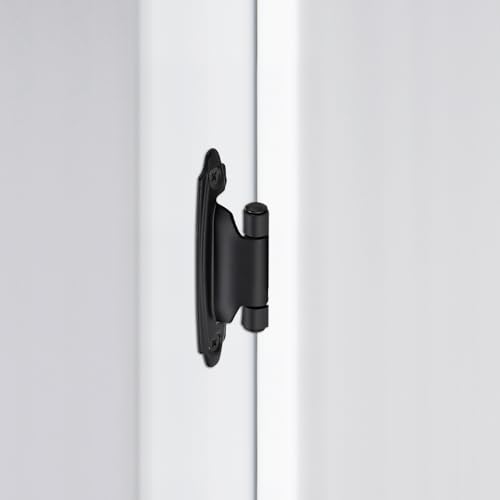 Matte Black Cabinet Hinges, 1/2 Inch Overlay, 10 Pack(5 Pairs) | Self-Closing Design, Semi-Concealed Face Frame Fit, Surface Mount, For Kitchen Doors, Cabinets, Hardware Updates - color: Matte Black