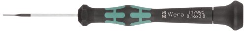 Wera 05117990002 Kraftform Micro 2035 Slotted Electronics Precision Screwdriver, 0.8mm Head, 40mm Blade Length - size: Slotted 0.8mm Head, 40mm Blade