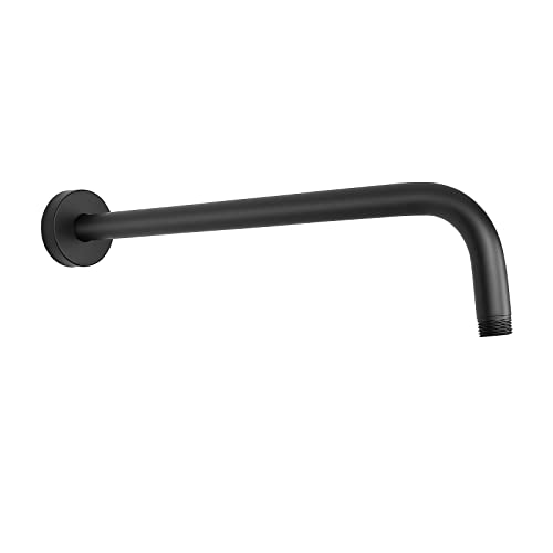 Shower Arm with Flange and Teflon Tape, Wall Mounted Shower Pipe 304 Stainless Steel Extension Arm for Fixed Shower Head & Handheld (15 Inch, Matte Black) - color: Matte Black, style: 15 Inch