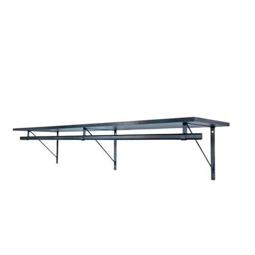 Custom Cut-to-Size Premium Wall-Mounted Shelf with Rod and Bracket Kit. 3/4" Thick Shelves, 14 inches deep. Customize the Length from 16" up to 72". - color: Black - Black, size: 44 - 72