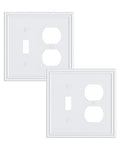 2-Pack Zinc Alloy Combo Toggle/Duplex Light Switch Cover Plate - color: Pure White, size: 1 Toggle/1 Duplex 2PK