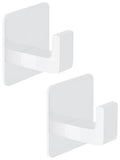GWAAZXGZ Square Self Adhesive Towel Hooks - 2 Pack White Metal Hooks - color: White, size: 2 Pack