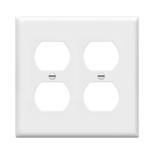 Enerlites 8822-W Duplex Receptacle Outlet Wall Plate, Standard Size 2-Gang, Polycarbonate Thermoplastic, White - color: White, size: Screw