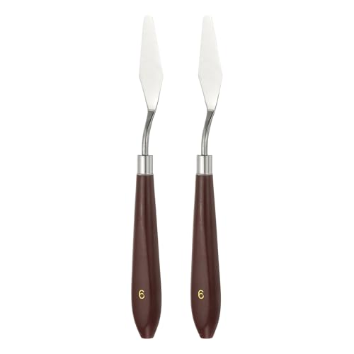 HARFINGTON 2pcs Palette Knife Painting Tool 2.24" x 0.59" Stainless Steel Art Spatula Pallet Knives Scrapers Tools with Plastic Handle for Acrylic Oil Canvas Mixing Spreading, Red/Silver - size: 2.24" x 0.59"