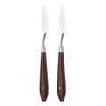 HARFINGTON 2pcs Palette Knife Painting Tool 2.24" x 0.59" Stainless Steel Art Spatula Pallet Knives Scrapers Tools with Plastic Handle for Acrylic Oil Canvas Mixing Spreading, Red/Silver - size: 2.24" x 0.59"