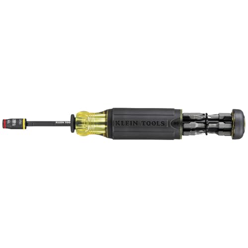 Klein Tools 32304 Screwdriver, 14-in-1 Adjustable Screwdriver with Flip Socket, HVAC Nut Drivers and Bits, Impact Rated - size: 14-in-1