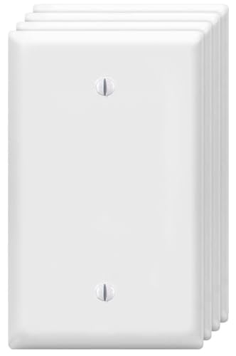 Blank Wall Plates 1-Gang blank Switch Outlet Electrical Cover Plate Unbreakable Thermoplastic Faceplate for Light Receptacle Outlet Switch, White (4 Pack) - color: Single Blank, size: 4 Pack