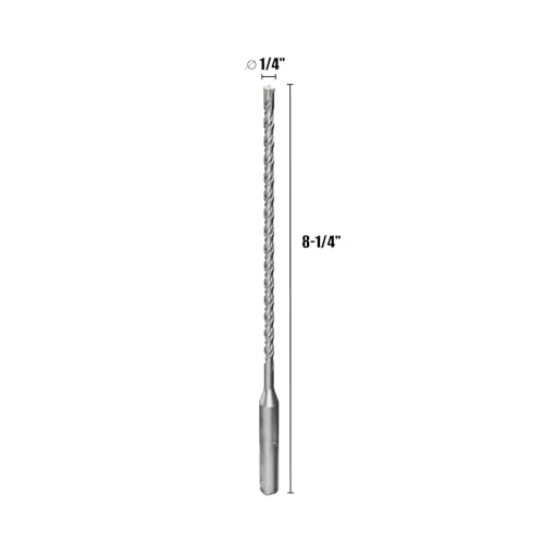 CSOOM SDS Plus Rotary Hammer Drill Bit 1/4"x8.27", Professional Concrete Drill Bit for Concrete, Brick, Stone and Cement Walls - size: 1/4"x8.27"