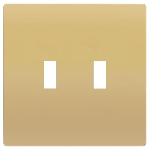 TG Mid-Size Screwless Double Toggle Light Switch Cover Plate, 2-Gang, Gold - color: Gold, size: 2 Gang