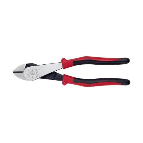 Klein Tools J248-8 Pliers, Made in USA, Diagonal Cutting Pliers with Angled Head, Short Jaws, High-Leverage Design, 8-Inch