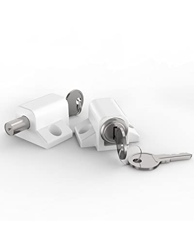 Lock, 2 Pack Sliding Door Window Lock, Push-in Key Lock, Patio Door Locks for Home Office Classroom (White)