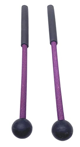 1 Pair 9 Inch Rubber Xylophone Sticks Tongue Drum Mallets Percussion Sticks Hammer for Glockenspiel, Xylophone, Chime, Woodblock, and Bells (Purple) - color: Purple