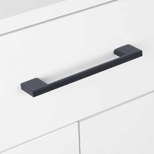 10 Pack 3-3/4 Inch(96mm) Cabinet Pulls Matte Black Kitchen Cabinet Handles Zinc Alloy Drawer Pulls Solid Cabinet Hardware - color: Matte Black, size: 3-3/4'' Hole Center(96mm)